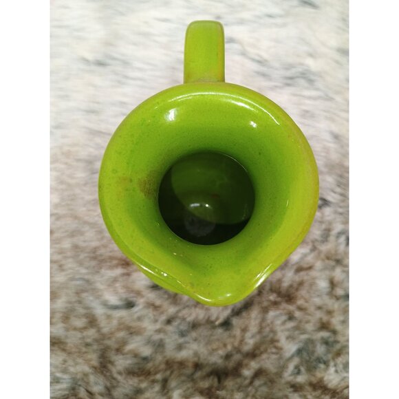 Handcrafted 4 in Tall Italian Green Ceramic Pitcher Vase Small Rustic Decorative - Picture 3 of 7